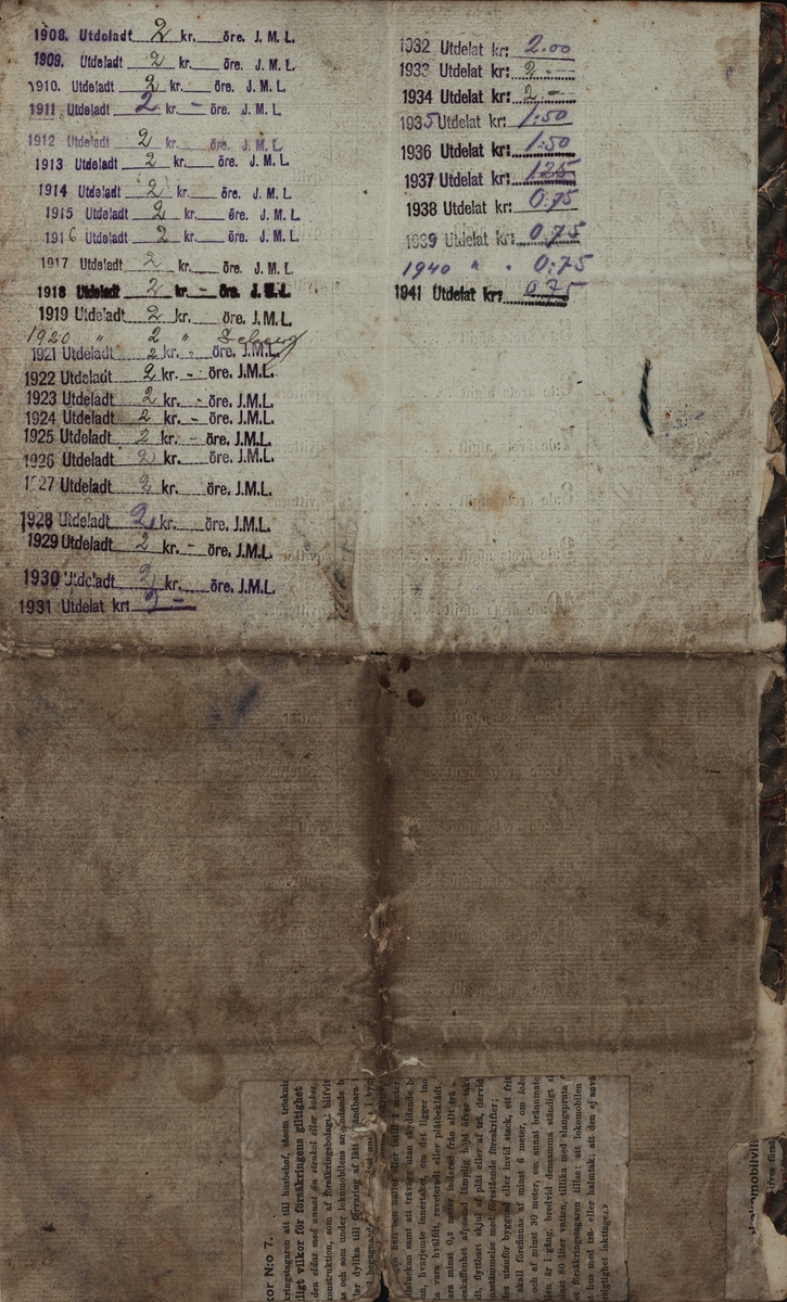 Brandförsäkringsavgift för nr 27 i fiskeläget Borstahusen 1863.
