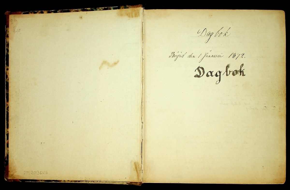 Bondedagbok förd av Anders Persson, från år 1872, och hans son Johan Andersson, från åren 1888-1900, på gården Tomtas. 
Innehåller anteckningar om bl.a. jordbruksarbete, väderlek och resor.