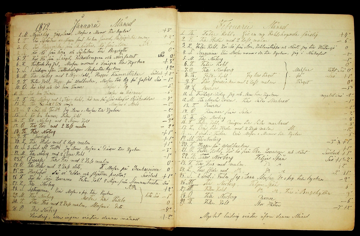 Bondedagbok förd av Anders Persson, från år 1872, och hans son Johan Andersson, från åren 1888-1900, på gården Tomtas. 
Innehåller anteckningar om bl.a. jordbruksarbete, väderlek och resor.