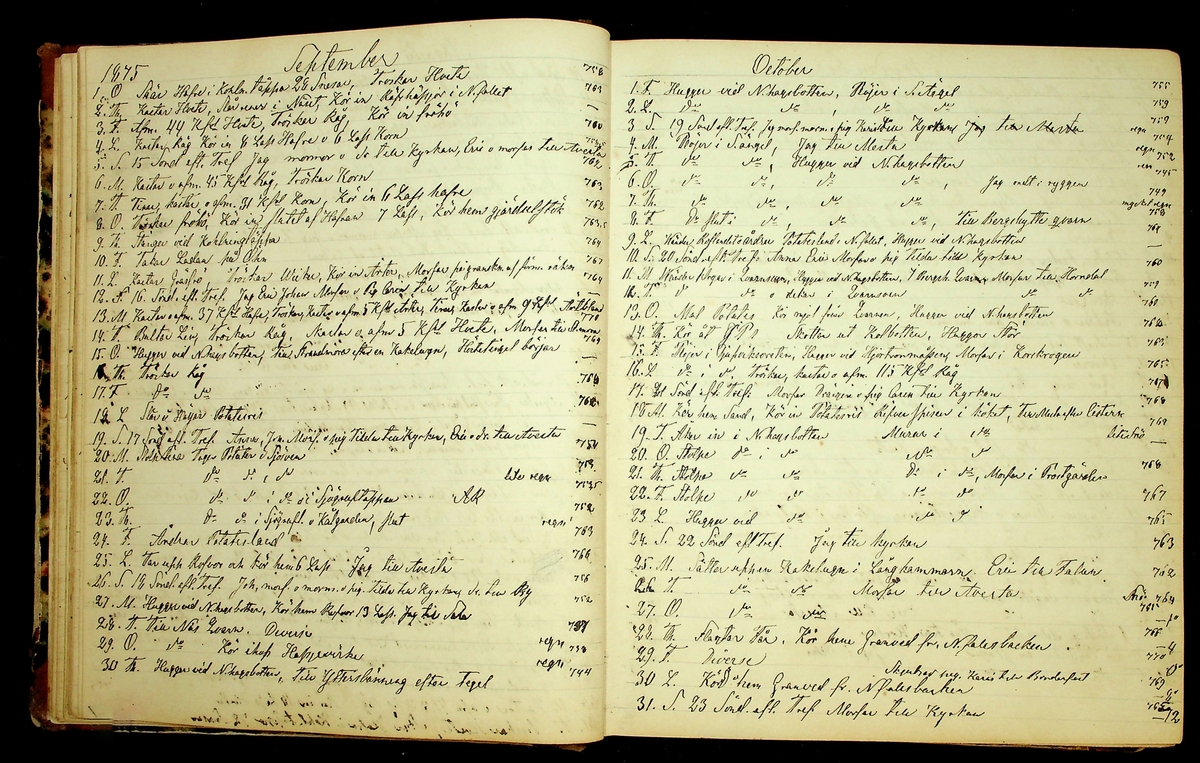 Bondedagbok förd av Anders Persson, från år 1872, och hans son Johan Andersson, från åren 1888-1900, på gården Tomtas. 
Innehåller anteckningar om bl.a. jordbruksarbete, väderlek och resor.