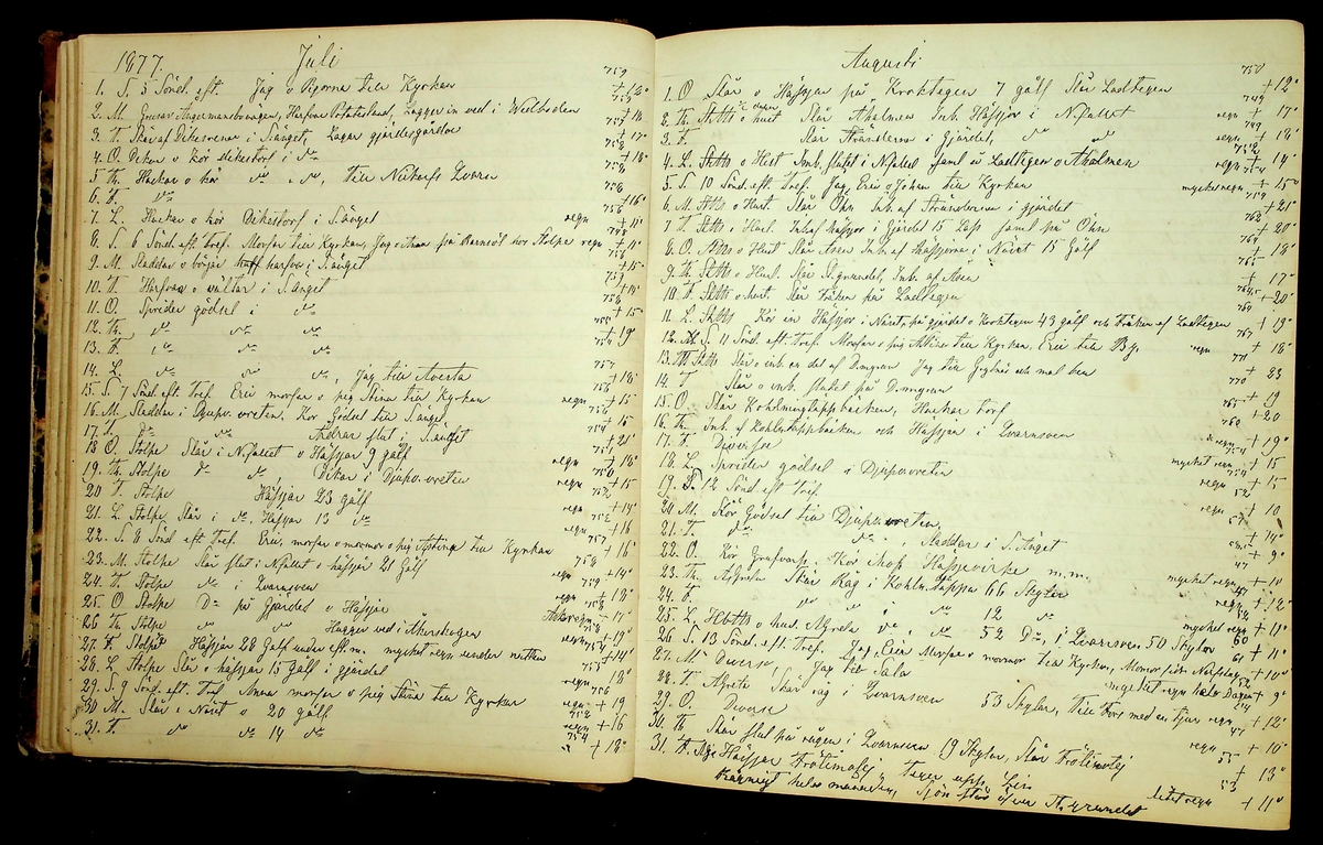 Bondedagbok förd av Anders Persson, från år 1872, och hans son Johan Andersson, från åren 1888-1900, på gården Tomtas. 
Innehåller anteckningar om bl.a. jordbruksarbete, väderlek och resor.