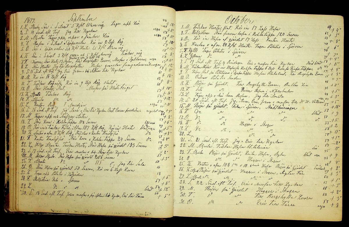 Bondedagbok förd av Anders Persson, från år 1872, och hans son Johan Andersson, från åren 1888-1900, på gården Tomtas. 
Innehåller anteckningar om bl.a. jordbruksarbete, väderlek och resor.