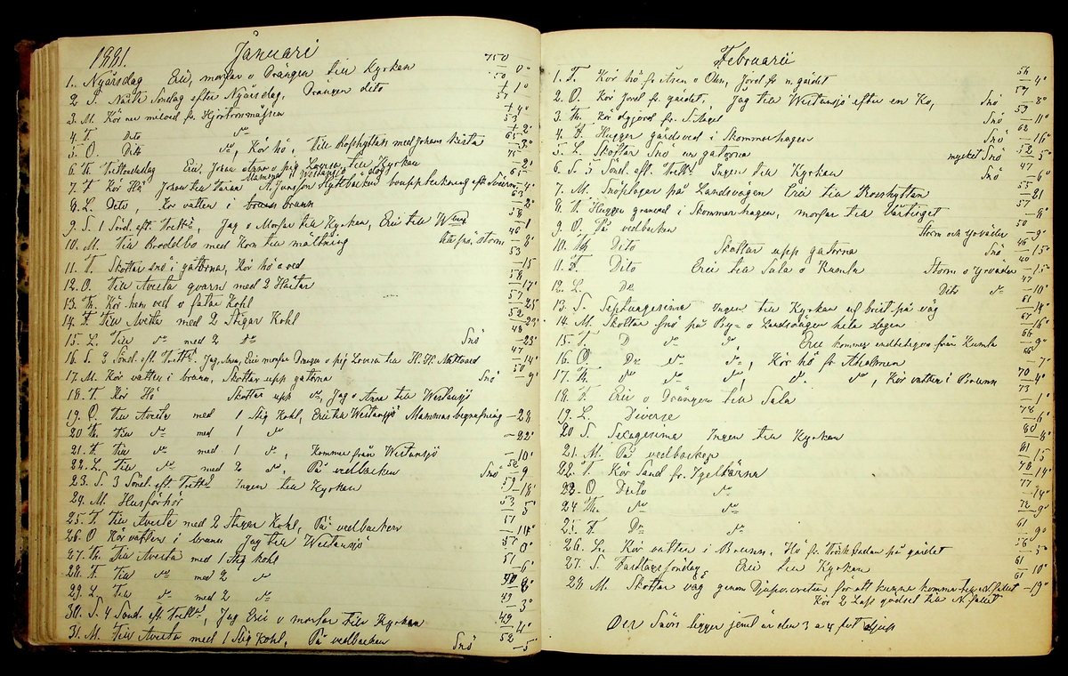 Bondedagbok förd av Anders Persson, från år 1872, och hans son Johan Andersson, från åren 1888-1900, på gården Tomtas. 
Innehåller anteckningar om bl.a. jordbruksarbete, väderlek och resor.