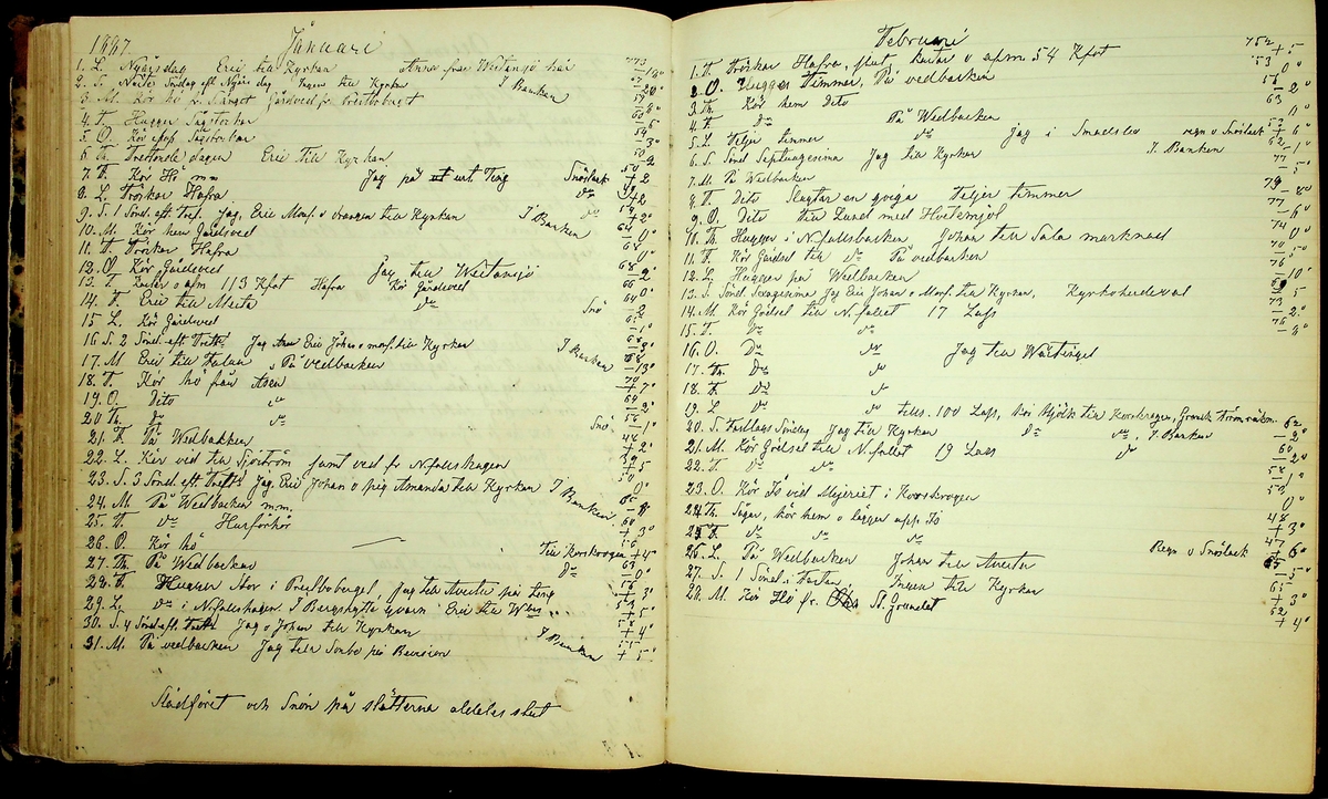 Bondedagbok förd av Anders Persson, från år 1872, och hans son Johan Andersson, från åren 1888-1900, på gården Tomtas. 
Innehåller anteckningar om bl.a. jordbruksarbete, väderlek och resor.