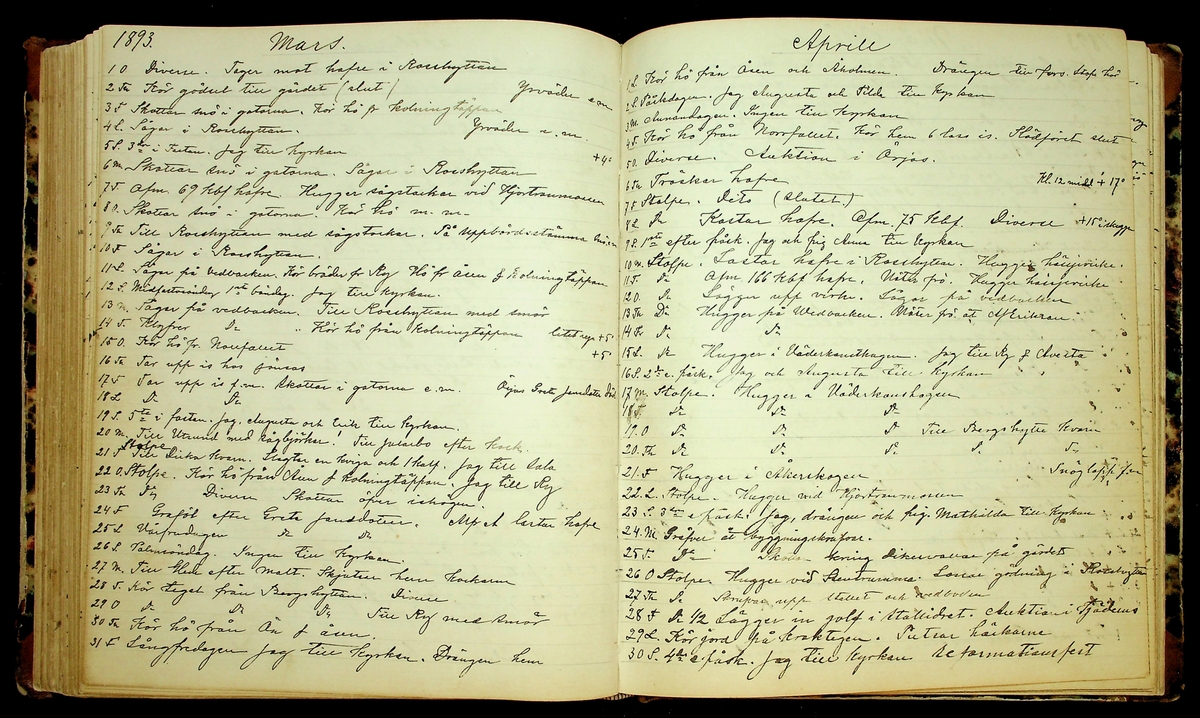 Bondedagbok förd av Anders Persson, från år 1872, och hans son Johan Andersson, från åren 1888-1900, på gården Tomtas. 
Innehåller anteckningar om bl.a. jordbruksarbete, väderlek och resor.