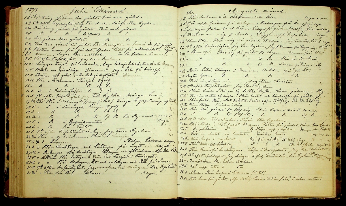 Bondedagbok förd av Anders Persson, från år 1872, och hans son Johan Andersson, från åren 1888-1900, på gården Tomtas. 
Innehåller anteckningar om bl.a. jordbruksarbete, väderlek och resor.