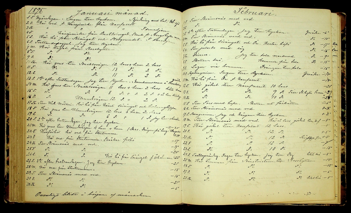 Bondedagbok förd av Anders Persson, från år 1872, och hans son Johan Andersson, från åren 1888-1900, på gården Tomtas. 
Innehåller anteckningar om bl.a. jordbruksarbete, väderlek och resor.