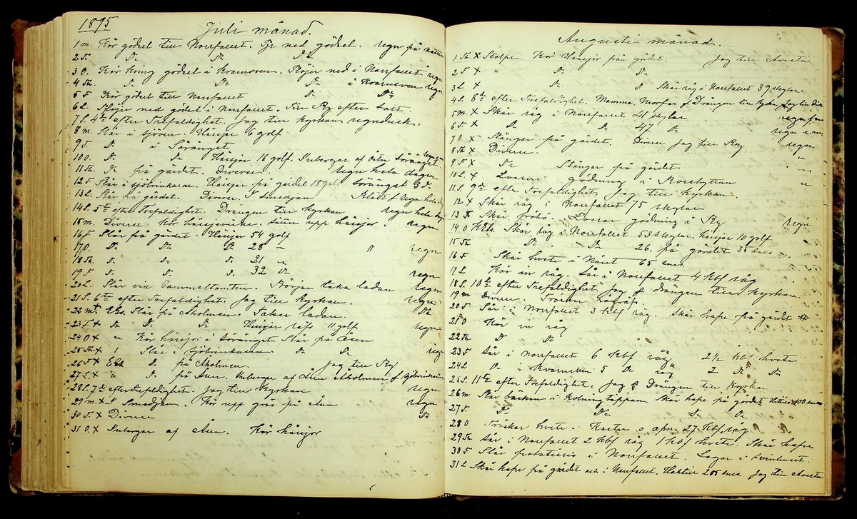 Bondedagbok förd av Anders Persson, från år 1872, och hans son Johan Andersson, från åren 1888-1900, på gården Tomtas. 
Innehåller anteckningar om bl.a. jordbruksarbete, väderlek och resor.