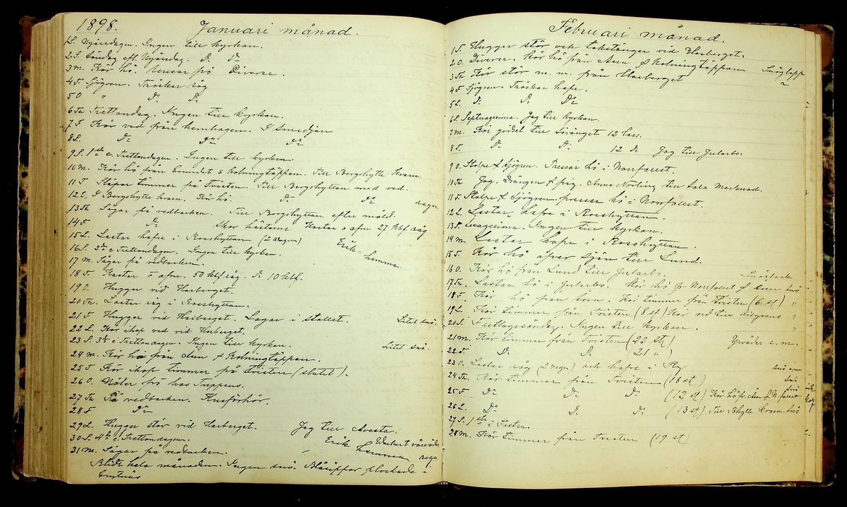 Bondedagbok förd av Anders Persson, från år 1872, och hans son Johan Andersson, från åren 1888-1900, på gården Tomtas. 
Innehåller anteckningar om bl.a. jordbruksarbete, väderlek och resor.