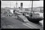 Lastning av pitprops, Thulekajen, Uddevalla hamn 1949