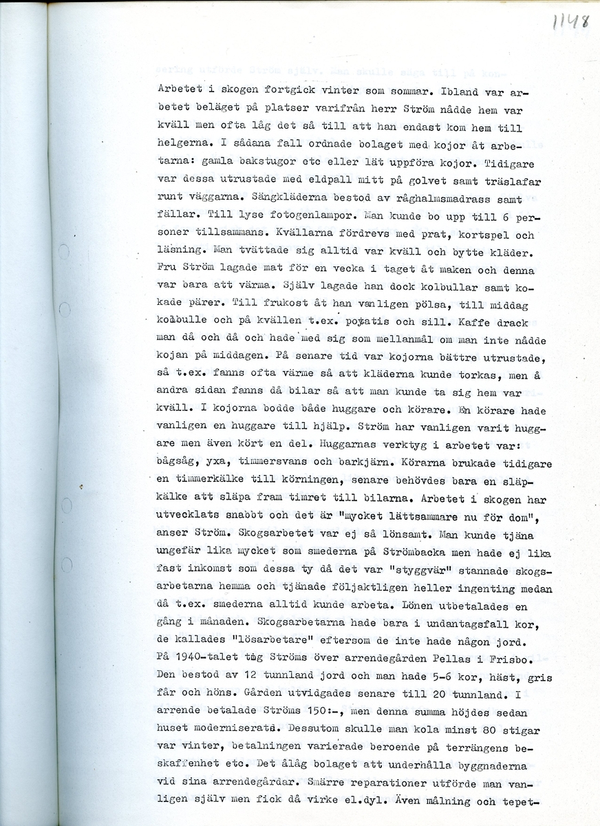 Med Alma Ström, född 1898, och Anders Ström, född 1896. Sammanfattning av en intervju med Alma och Anders Ström om deras minnen från Strömbacka, Hälsingland. Intervjun är utförd år 1969.