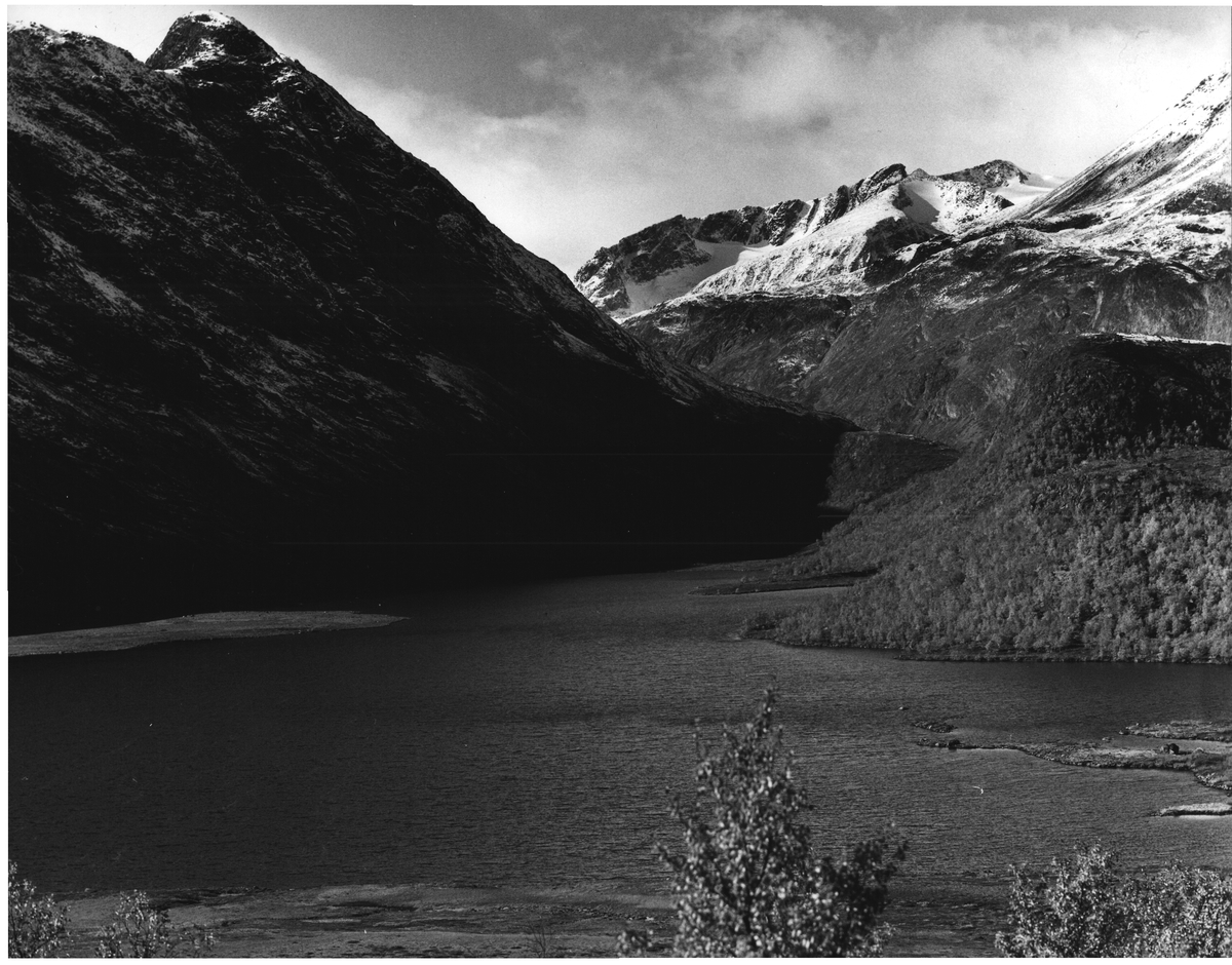 Øvre Leirungen, litt av Besshø og Tjukningsui bakerst (eller Surtningssui). Bukkehåmåren til venstre foran og Knutshø (litt av) til høyre