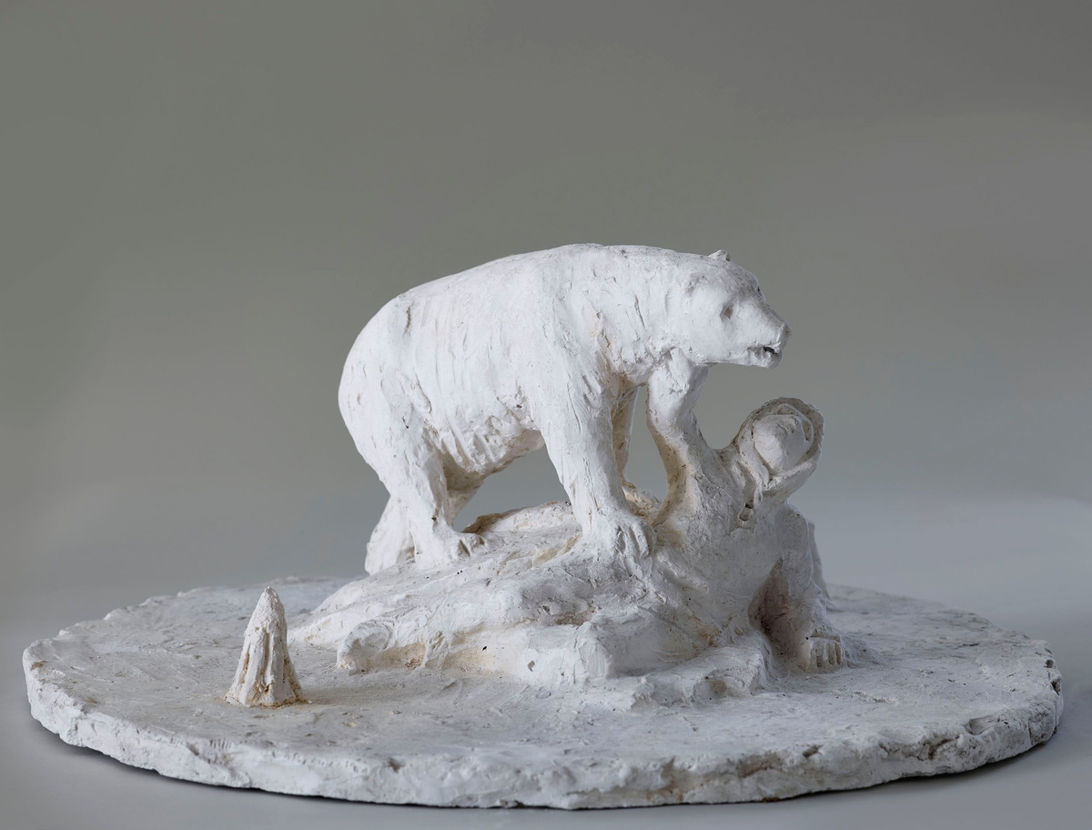 Isbjørn angriper mann [Gruppe]