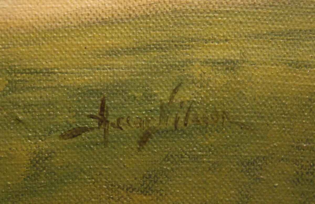Målning föreställande Haraldsberg. Byggnaden uppförd år 1900 av skräddarmästare Carl Johan Pettersson (1857-1919). Pettersson var gift med Anna Josefina Svensson (1851-1938) och tillsammans hade de sonen Nils Harald (1886-1922). År 1905 flyttade familjen och nya ägare blev Johan Vilhelm Olausson (1855-1937) och Albertina Andersdotter (1853-1919). Tillsammans hade de barnen Gerda, Hulda, Rickard, Ellen (1888-1973) och fostersonen Gustaf Adolf (f. 1899). Även Olaus Olofsson (1825-1917), far till Johan Vilhelm, bodde med familjen. 

1922 tar dottern Ellen och hennes man Fredrik Andreasson (1891-1963) över huset i samband med sitt giftermål. Tillsammans får de barnen Lennart Fredrik (f.1922) och Ingvar Gustaf Vilhelm (1924-2020), den senare är givarens far. 

Under sent 1940-tal såldes huset och tomten styckades av i flera där Ingvar och Lennart byggde var sitt hus. Idag är huset rivet (troligen under 1960-talet) men låg på det som idag motsvarar Rosenvägen 15. Den gamla vägen till huset gick dock från Sveavägen.