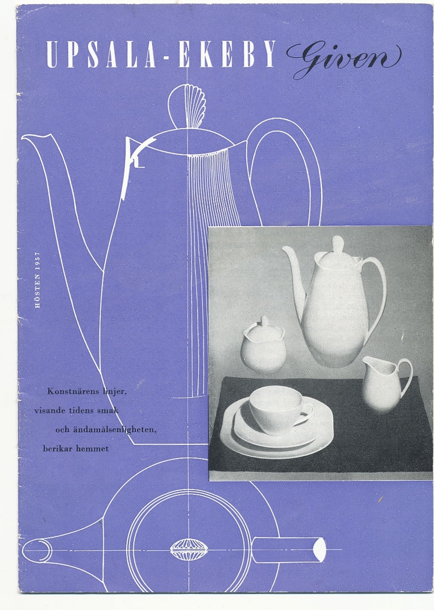 Produktkatalog, över 1957 års produktion av keramik vid Upsala-Ekeby/Gefle Porslinsfabrik.