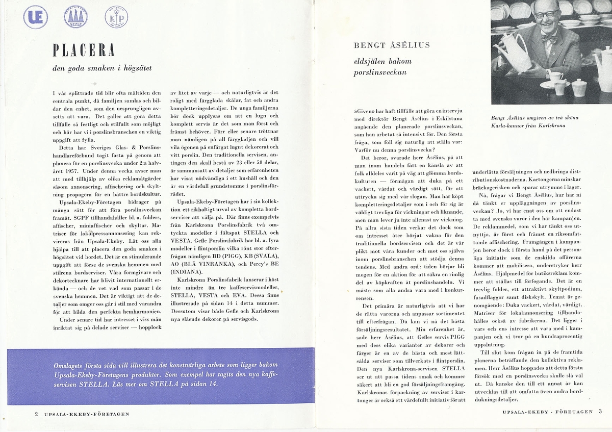 Produktkatalog, över 1957 års produktion av keramik vid Upsala-Ekeby/Gefle Porslinsfabrik.