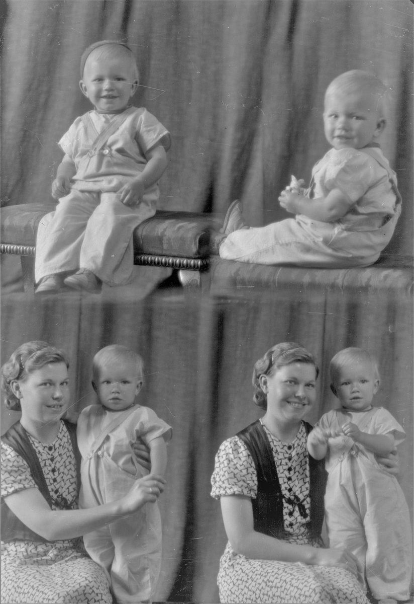 Portrett. Familiegruppe på to. Liten gutt og ung kvinne. Bestilt av Fru Liva Halvorsen