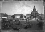 Nya Stadens torg under en marknadsdag