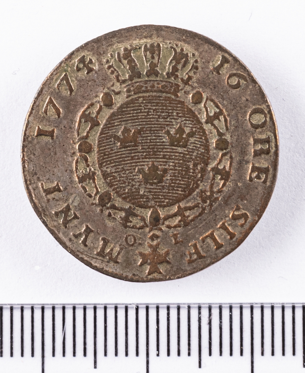 Mynt, Sverige, 16 öre s.m, 1774.