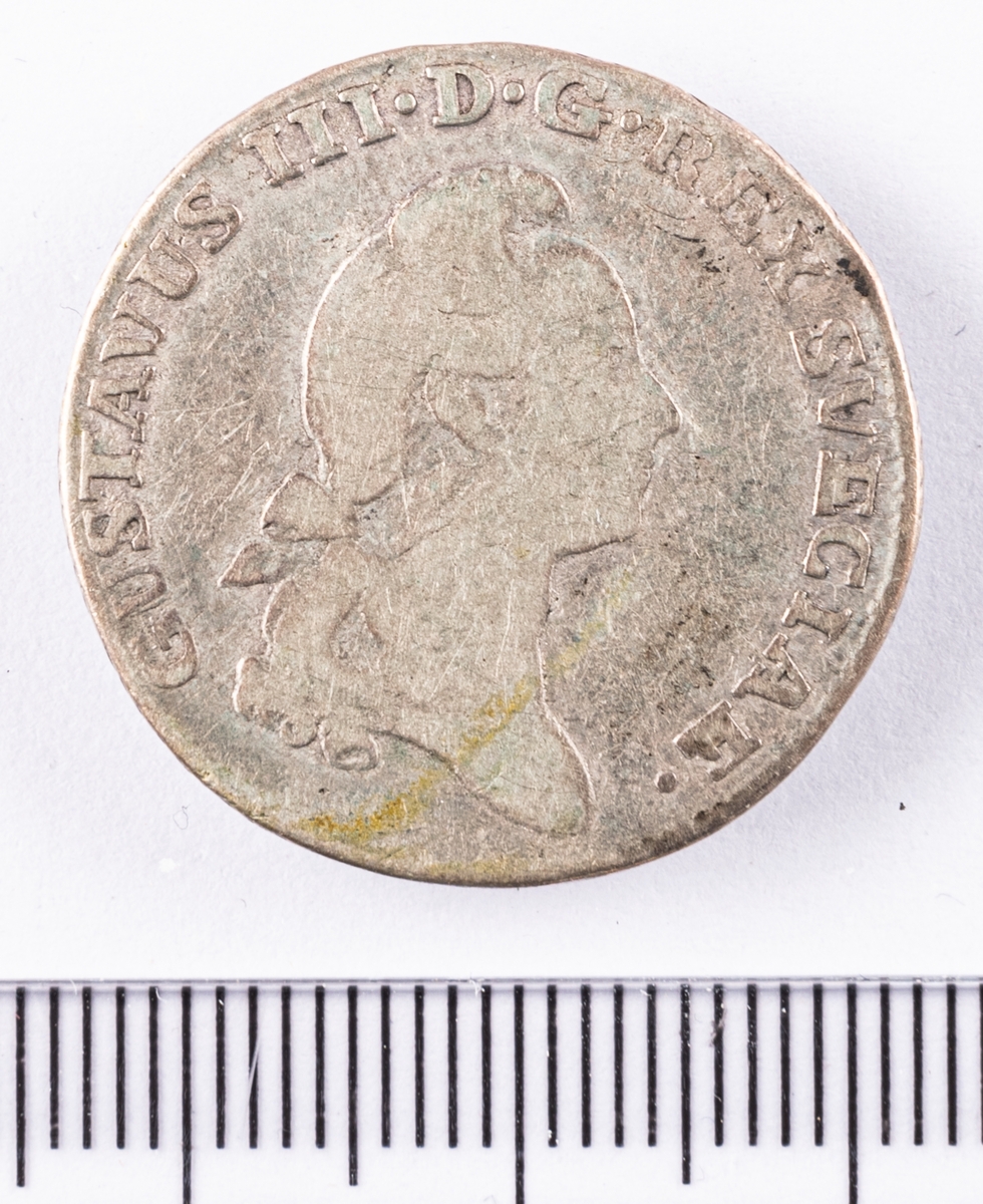 Mynt, Sverige, 1/6 riksdaler, 16 öre s.m, 1785.