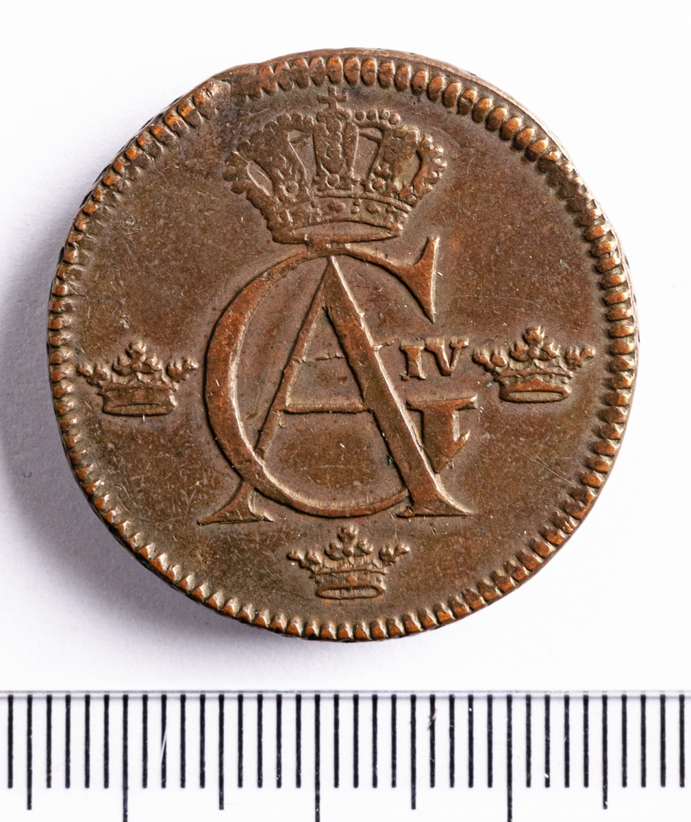 Mynt, Sverige, 1/2 skilling, 1802.
