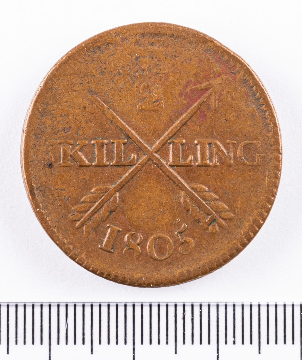 Mynt, Sverige, 1/2 skilling, 1805.