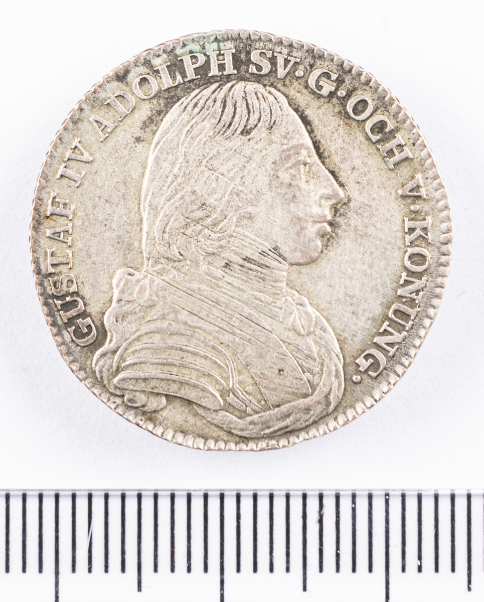 Mynt, Sverige, 1/6 riksdaler, 1804.