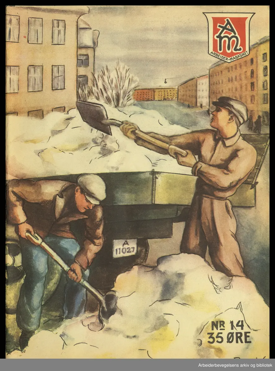 Arbeidermagasinet - Magasinet for alle. Forside. Nr. 2. 1935. Tegning laget av Borghild Rud, men signert Prestø. Årsaken til dette var at redaktør og bror Nils Johan Rud hadde blitt kritisert for å ansette egne familiemedlemmer. Kritikken førte til at hun i en periode signerte tegningene W. Prestø, eller bare Prestø. (hennes mann het Wilhelm Prestø).