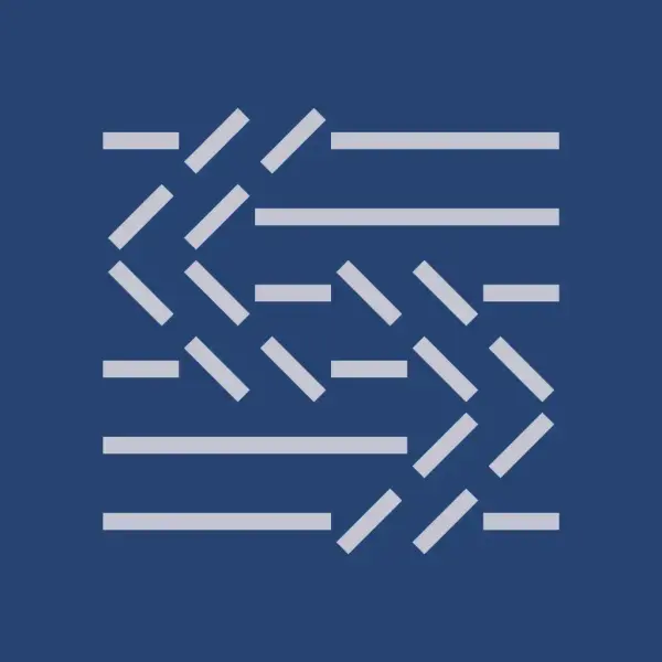 Logo til Vestnorsk utvandringssenter. Piler som peker hver mot hverandre og blandes sammen i møtet.