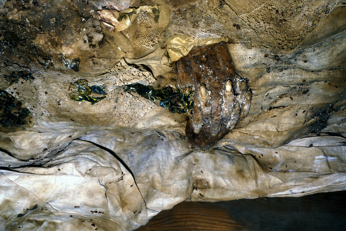 Bilde frå gravkjellaren under Bø gamle kyrkje.