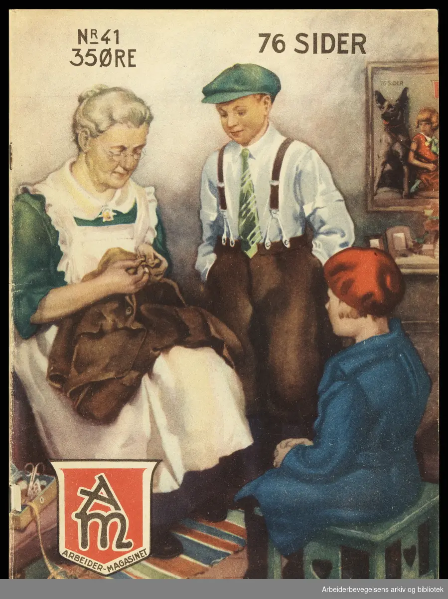 Arbeidermagasinet - Magasinet for alle. Forside. Nr. 41. 1933. Illustrasjon: Birger Cranner.