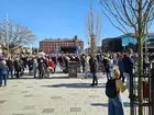 Trollhättan, Drottningtorget. Olympiska mästaren Nils van der Poel firas.