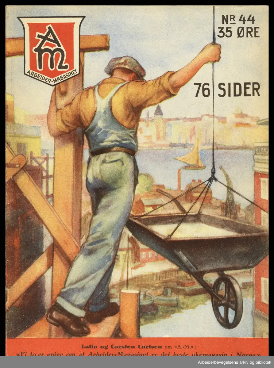 Arbeidermagasinet - Magasinet for alle. Forside. Nr. 44. 1933. Illustrasjon: Birger Cranner.
