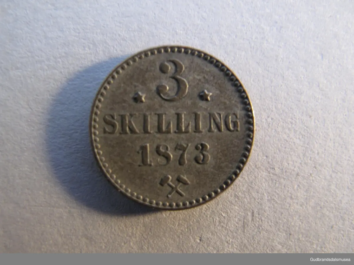 Norsk 3 Skilling 1873.