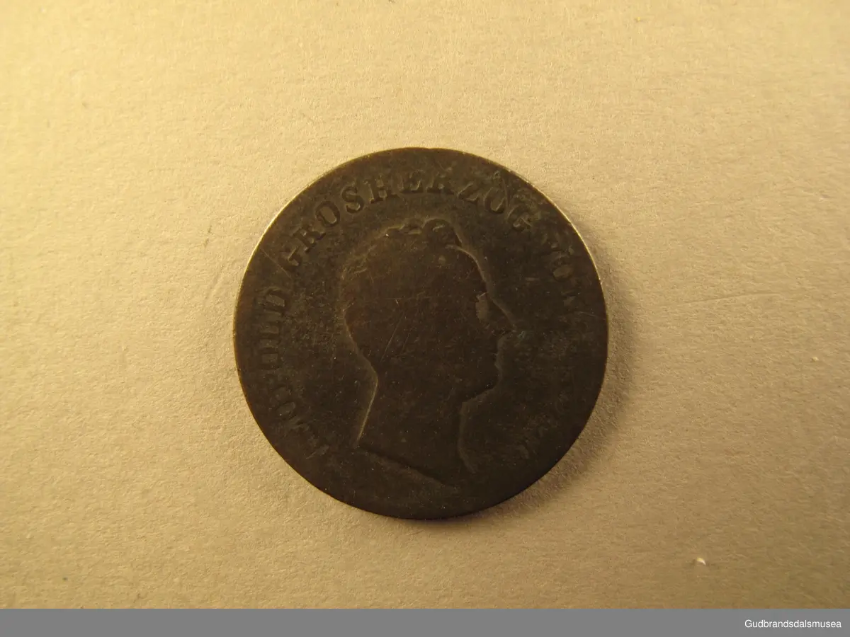 Mynt fra Hertugdømmet Baden. 1 Kreuzer 1838. Leopold Grosherzug von Baden.