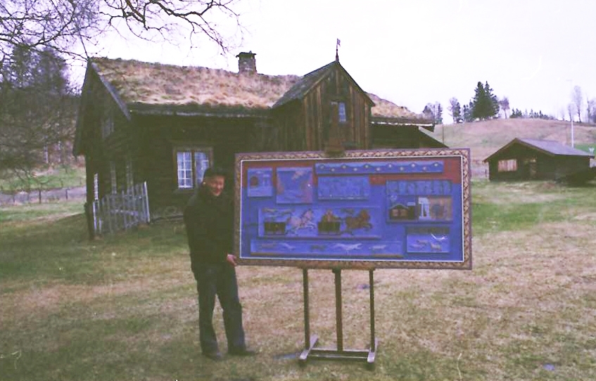 Magne Neby Holter med treskjæring/kunst/"Ulveskreet", mm.