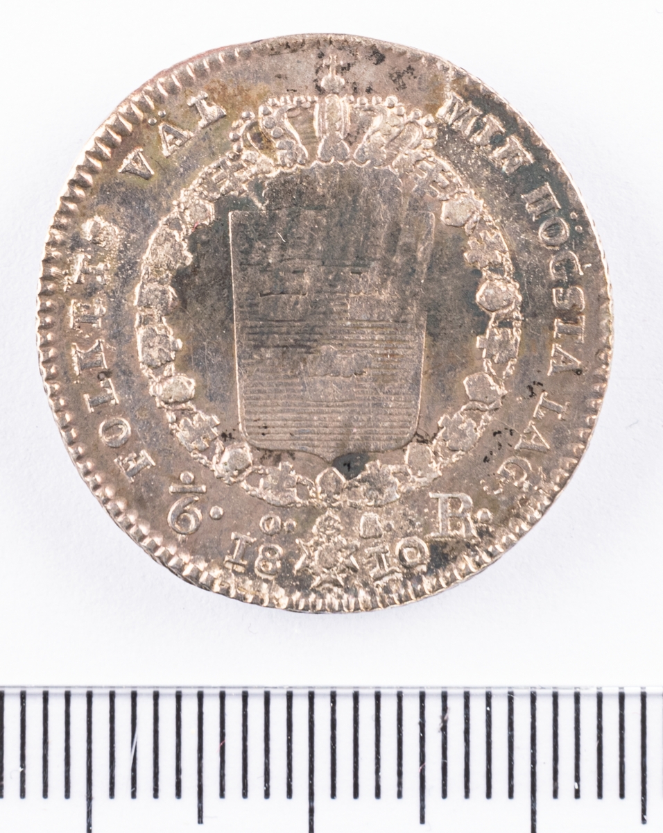 Mynt, Sverige, 1/6 riksdaler, 1810.