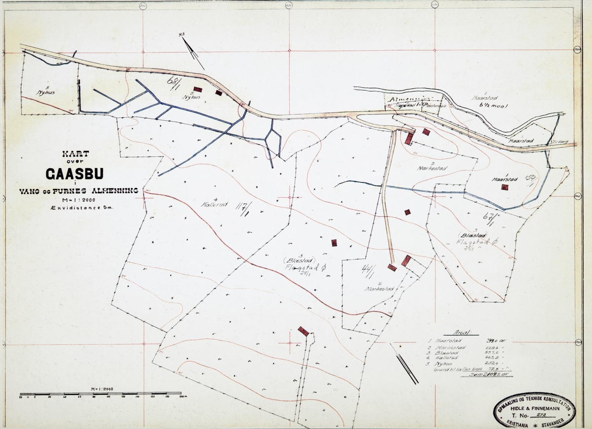 Kart over Gaasbu i Vang og Furnes Almenning. Gåsbu. Haarstad, Markestad, Blæstad, Kallerud og Nyhus. 
Kart over setre og seter voller i Vang Almenning oppmålt i 1918. Kommisjonen som ble oppnevnt for å forestå delingen av Vang og Furnes Almenning, ble oppnevnt i 1914 og gjorde seg ferdig i 1919.