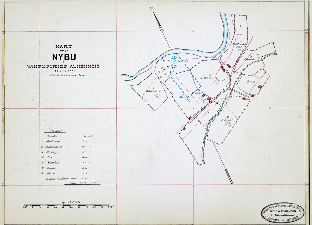 Kart over Nybu i Vang og Furnes Almenning. Paradis, Krafterud, Imerslund, Kirkeby, Aas, Møistad, Tømte og Høgset. 
Kart over setre og seter voller i Vang Almenning oppmålt i 1918. Kommisjonen som ble oppnevnt for å forestå delingen av Vang og Furnes Almenning, ble oppnevnt i 1914 og gjorde seg ferdig i 1919.