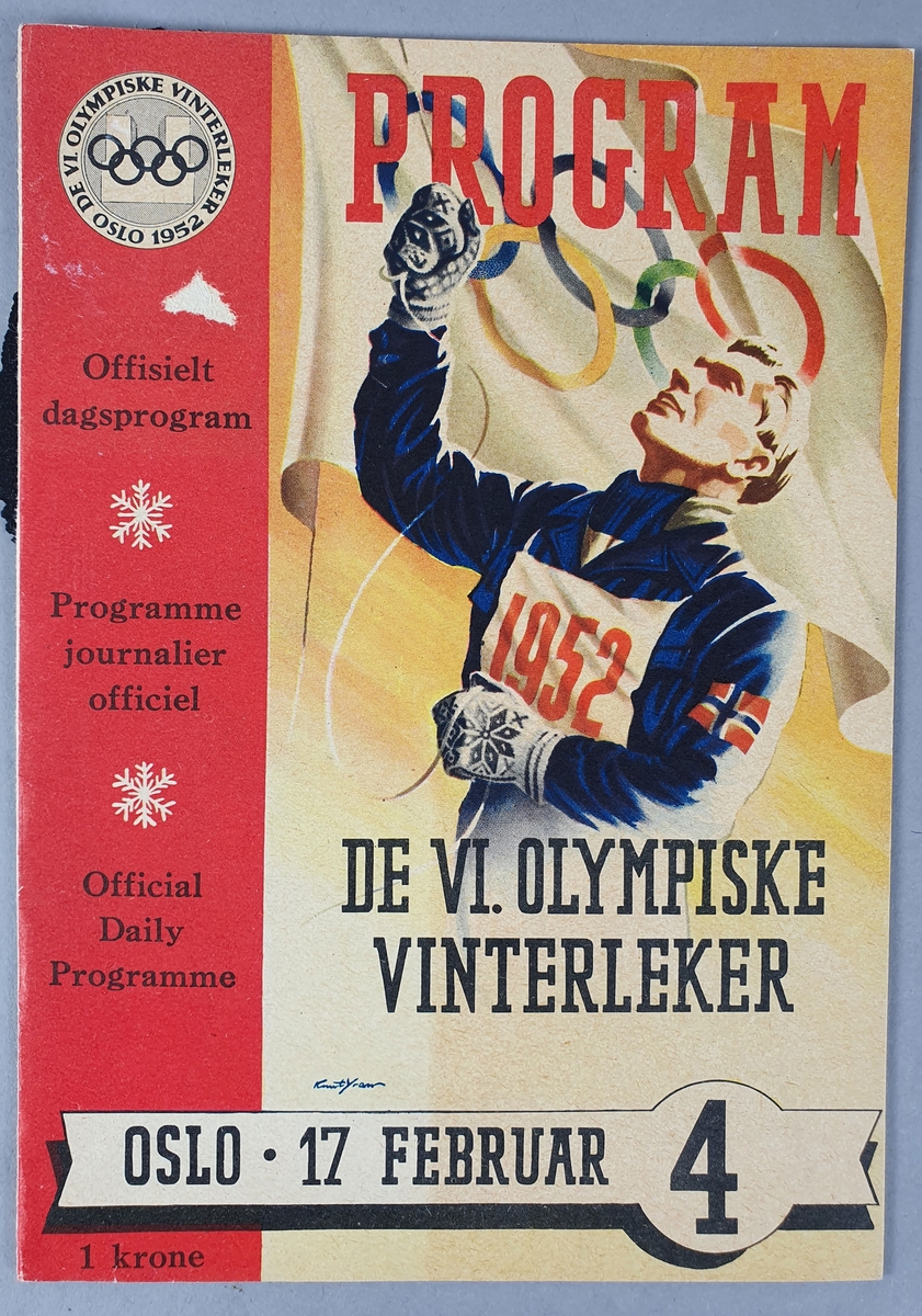 Program for øvelser under Vinter-OL i Oslo, den 17 februar 1952.