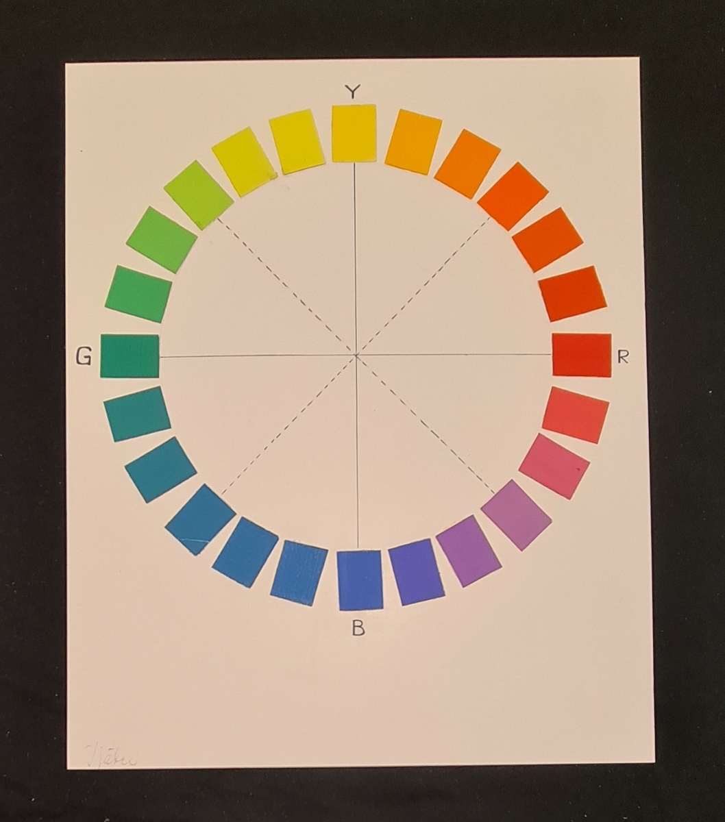 Mapp med vävmönster, studier och teckningar till bland annat mönster för kläd- och möbeltyger, material för ljuslära m.m. Allt är samlat i en blå, grå, svart randig mapp vilken sammanknytes med lädersnören.

Tillverkaren, Kerstin Saltin, föddes 1935 i Söderhamn och praktiserade där i 17-18-årsåldern på Hemslöjden. Av en tillfällighet kom hon till Johanna Brunssons Vävskola där hon gick en tvåårig utbildning 1957-1958. Skolan upphörde 1958. Som lärare hade hon bland andra Ernstsson och Lundberg. På skolan lärde man främst teknik och eleverna erbjöds visst utrymme för egen form och komposition. Efter examen åkte Kerstin Saltin till USA där hon under sex år var vävlärare för förståndshandikappade elever. Återkommen till Sverige arbetade hon vid Hinderssons vävavdelning samt vid Blomqvists i Fritsla. Gåvan överlämnades i samband med givarens flytt från Göteborg till Ljungskile.
