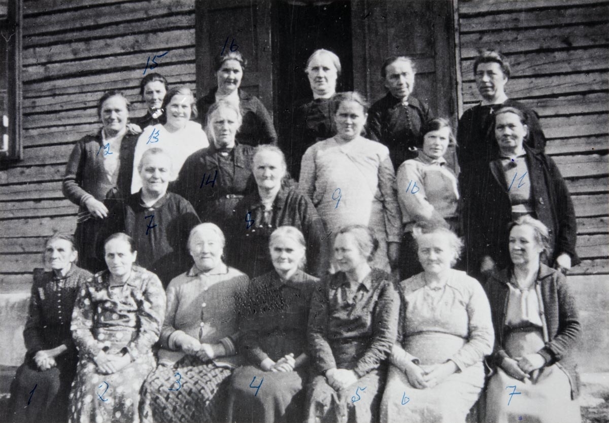 Leirfjord, Tverlandet, Kviting/ Veding. Tverlandets Tuberkuloseforening
Foran f.v.: Petronelle Dagsvik, Gina Andersen, Ellen Strand, Julianna Nyland, Nilsine Valberg, Karen Kibsgård, Petra Mortensen
Midten f.v.: Jonna Jåstad, Jørgine Dagsvik, Alfa Fisknes, Hansine Lunde
Bakerst f.v.: Hansine Olsen, Marie Andersen, Astrid Justad, Emilie Dagsvik, Petra Sjøberg, Mathilde Pettersen, Mathilde Jensen, Ovidia Veding, Anna Lunde