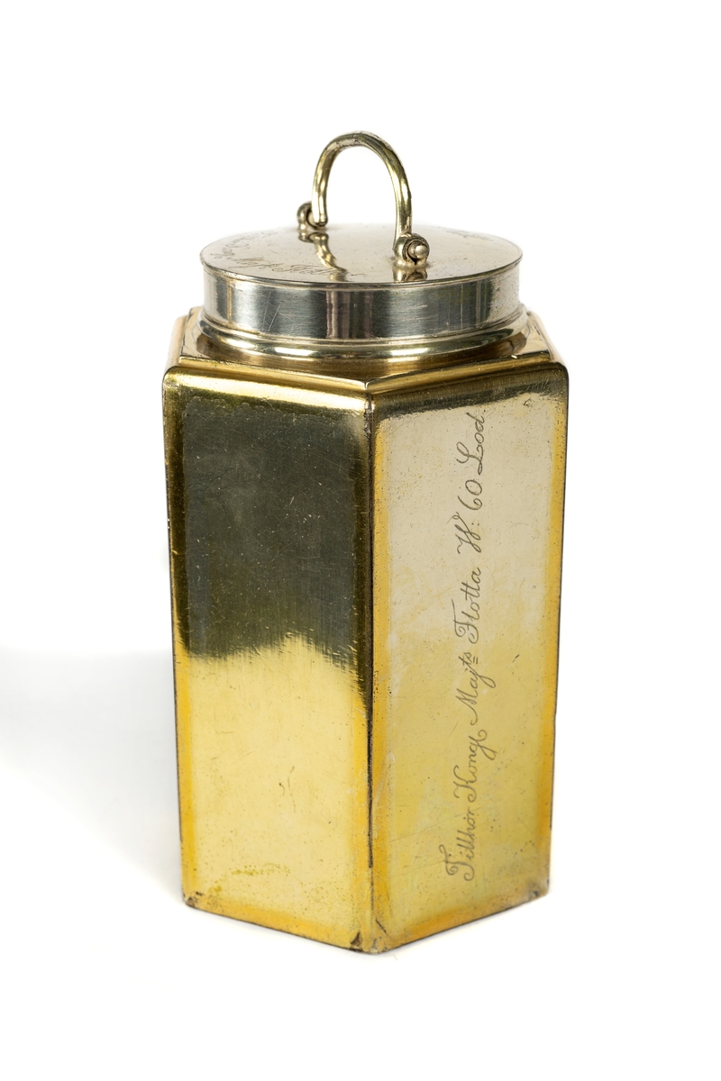 Vinflaska, silver, sexkantig, invändigt förgylld.
