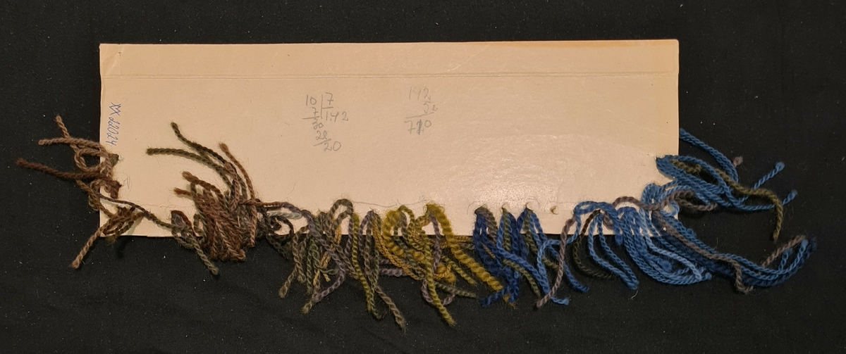 Mapp med vävmönster, studier och teckningar till bland annat mönster för kläd- och möbeltyger, material för ljuslära m.m. Allt är samlat i en blå, grå, svart randig mapp vilken sammanknytes med lädersnören.

Tillverkaren, Kerstin Saltin, föddes 1935 i Söderhamn och praktiserade där i 17-18-årsåldern på Hemslöjden. Av en tillfällighet kom hon till Johanna Brunssons Vävskola där hon gick en tvåårig utbildning 1957-1958. Skolan upphörde 1958. Som lärare hade hon bland andra Ernstsson och Lundberg. På skolan lärde man främst teknik och eleverna erbjöds visst utrymme för egen form och komposition. Efter examen åkte Kerstin Saltin till USA där hon under sex år var vävlärare för förståndshandikappade elever. Återkommen till Sverige arbetade hon vid Hinderssons vävavdelning samt vid Blomqvists i Fritsla. Gåvan överlämnades i samband med givarens flytt från Göteborg till Ljungskile.