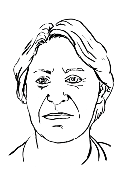 Drawing illustrating a woman.