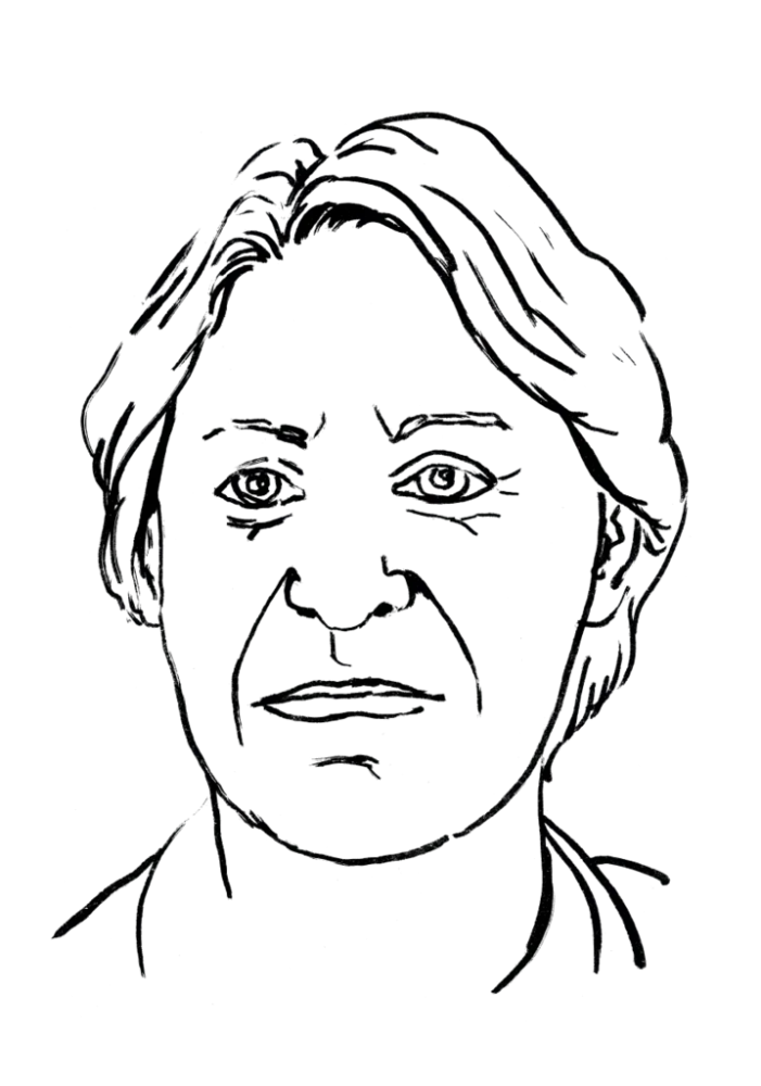 Drawing illustrating a woman.