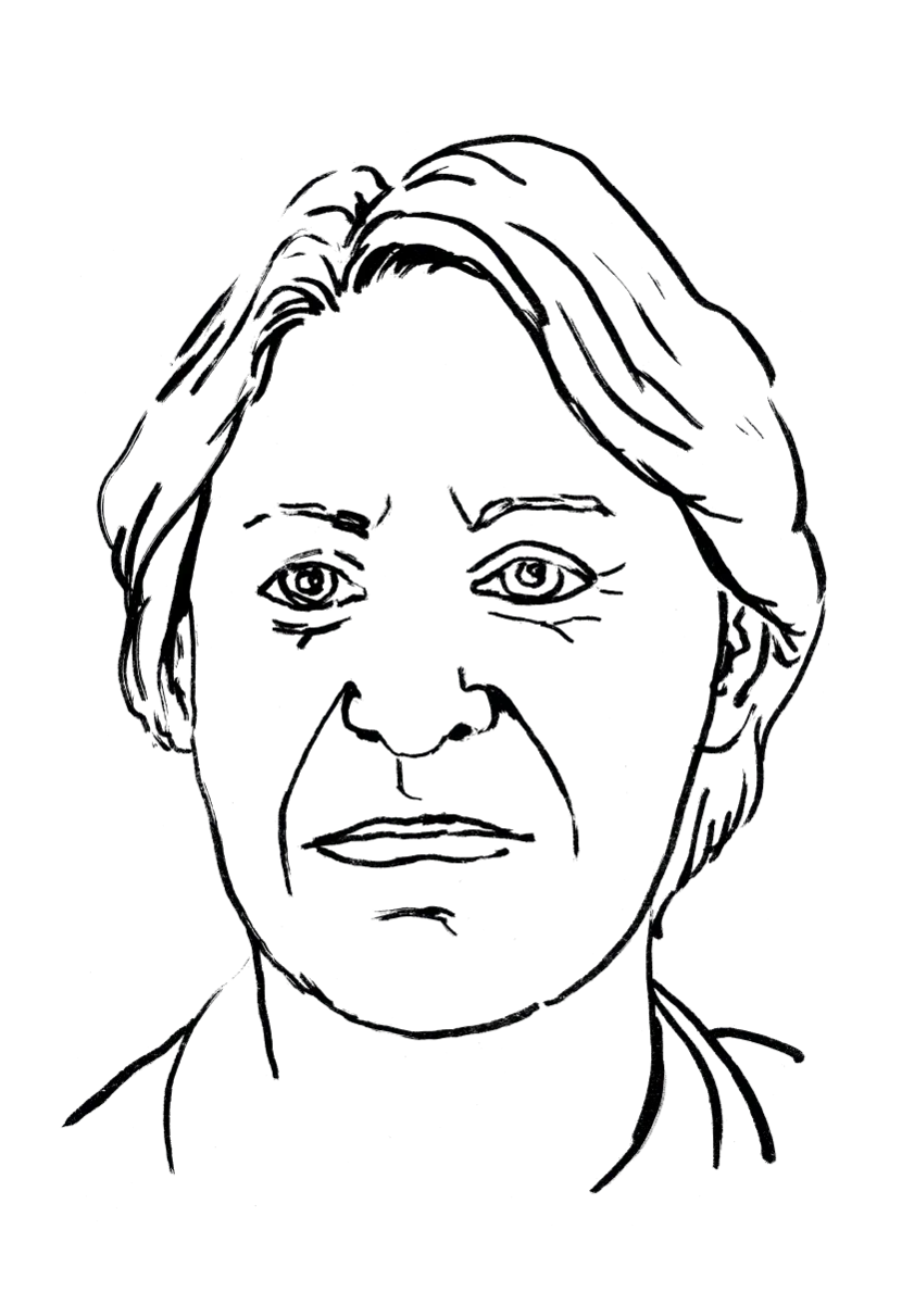 Drawing illustrating a woman.