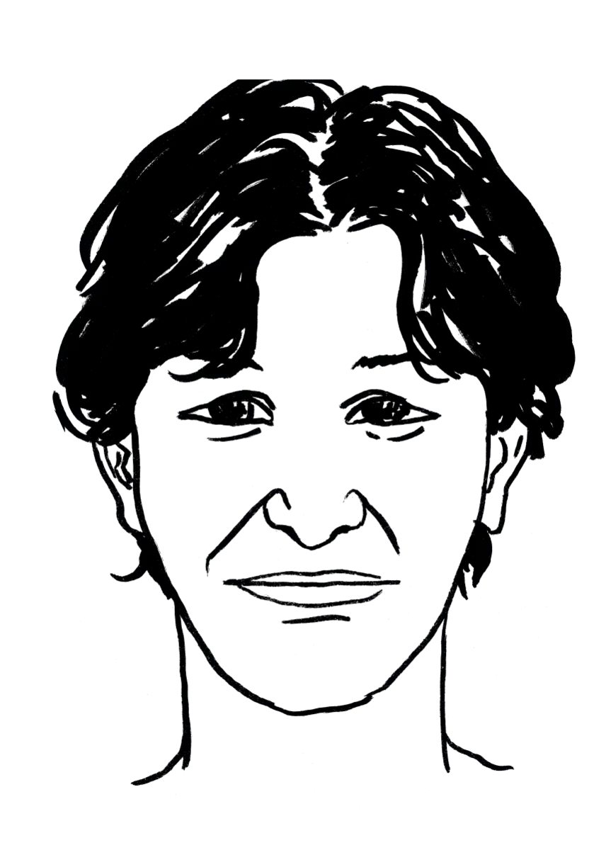 Drawing illustrating a woman.