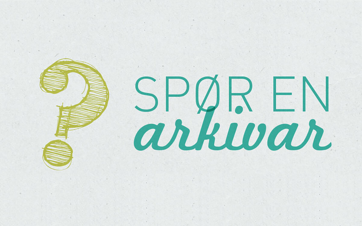 Bildet viser et illustrert spørsmålstegn og teksten "spør en arkiver"