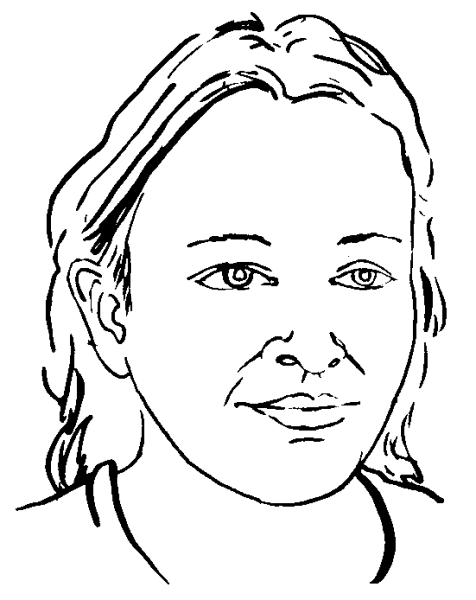 Drawing illustrating a woman.